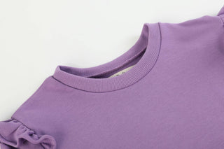 Purple Ruffle Sweatshirt with Jogger Pant Set