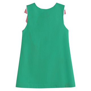 Green Swing Dress with Pompom Reindeer