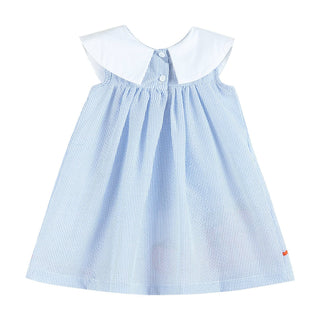 Light Blue Seersucker Pumpkin Baby Yoke Dress