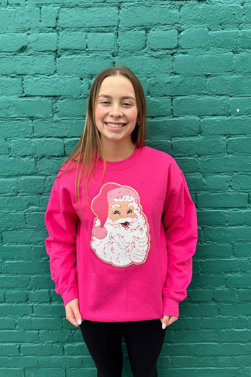 Hot Pink Vintage Santa Ladies Sweatshirt