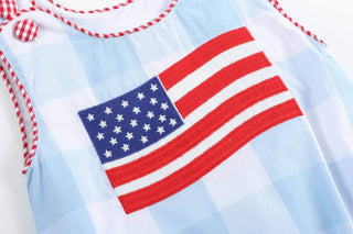 American Flag Gingham Bubble - Lil Cactus-Boys One-Piece-Simply Blessed Children's Boutique