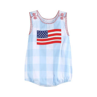 American Flag Gingham Bubble - Lil Cactus-Boys One-Piece-Simply Blessed Children's Boutique