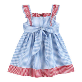 American Flag Gingham Ruffle Dress - Lil Cactus-Girls Dresses-Simply Blessed Children's Boutique