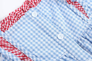 American Flag Gingham Ruffle Dress - Lil Cactus-Girls Dresses-Simply Blessed Children's Boutique