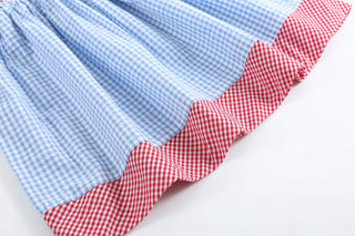 American Flag Gingham Ruffle Dress - Lil Cactus-Girls Dresses-Simply Blessed Children's Boutique