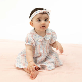 Angel Dear Baby Girl Tulip Stripe Smocked Muslin Dress & Bloomer Set-Infants-Simply Blessed Children's Boutique