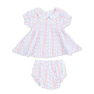 Angel Dear Baby Girl Tulip Stripe Smocked Muslin Dress & Bloomer Set-Infants-Simply Blessed Children's Boutique