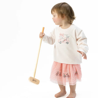 Angel Dear Toddler Pink French Terry Oversized Golf Sweatshirt-Girls Sweatshirt/Pullover-Simply Blessed Children's Boutique