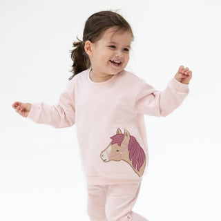 Angel Dear Pink Horse Head Oversized Sweatshirt-Girls Sweatshirt/Pullover-Simply Blessed Children's Boutique