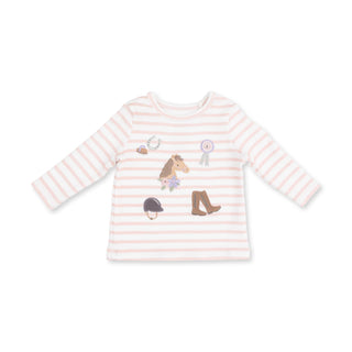 Angel Dear Pretty Equestrian Striped Long Sleeve Shirt-Girls Long Sleeve Shirts-Simply Blessed Children's Boutique