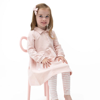 Angel Dear Bow Appliqué Polo Dress and Legging Outfit-Girls Outfit Sets-Simply Blessed Children's Boutique