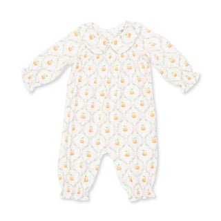 Angel Dear Pretty Pumpkin Trellis Smocked Romper-Girls One-Piece-Simply Blessed Children's Boutique