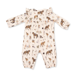 Angel Dear Pink Pretty Equestrian Ruffle Sleeve Romper-Girls One-Piece-Simply Blessed Children's Boutique