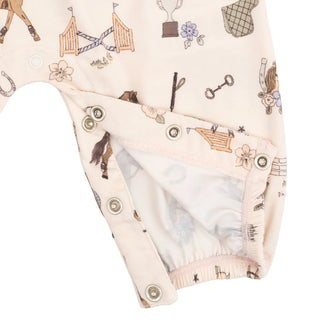 Angel Dear Pink Pretty Equestrian Ruffle Sleeve Romper-Girls One-Piece-Simply Blessed Children's Boutique