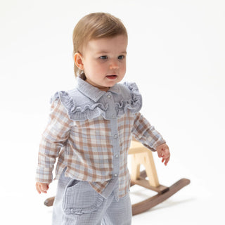 Angel Dear Zen Blue Wide-Leg Organic Muslin Pants-Girls Leggings/Bottoms-Simply Blessed Children's Boutique