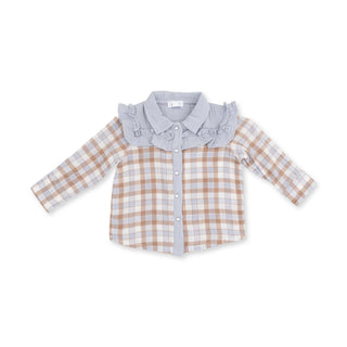 Angel Dear Western Plaid Loretta Top-Girls Long Sleeve Shirts-Simply Blessed Children's Boutique