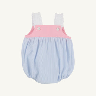 Babs Bubble (Seersucker) – Breakers Blue Seersucker/Sandpearl Pink | The Beaufort Bonnet Company-Girls One-Piece-Simply Blessed Children's Boutique