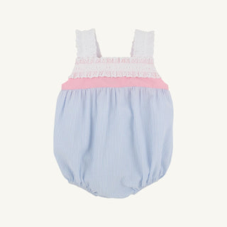 Babs Bubble (Seersucker) – Breakers Blue Seersucker/Sandpearl Pink | The Beaufort Bonnet Company-Girls One-Piece-Simply Blessed Children's Boutique