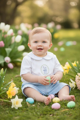 Baby Boy Easter Bunny Collar Shirt & Short Set-Boys Outfit Sets-Simply Blessed Children's Boutique