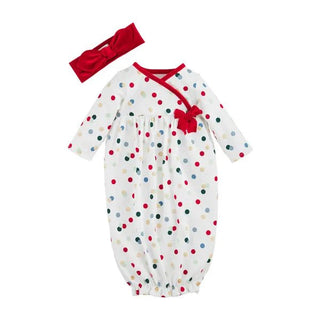 Baby Girl Polka Dot Christmas Gown & Headband Set - Mud Pie-Infants-Simply Blessed Children's Boutique