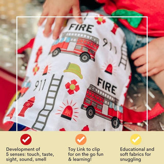 Firetruck Crinkle Tag Square 8x8 - Teach at Home Toy-Toys-Simply Blessed Children's Boutique