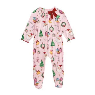 Mud Pie Baby Girls Pink Christmas Sleeper-Infants-Simply Blessed Children's Boutique