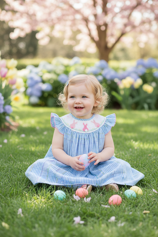 Bailey Boys Cottontails Girls Easter Smocked Bishop Dress-Girls Dresses-Simply Blessed Children's Boutique