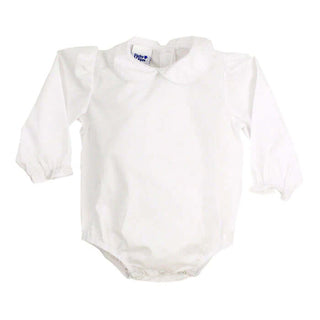 Bailey Boys Girls Long Sleeve Button Back Onesie-White-Girls Long Sleeve Shirts-Simply Blessed Children's Boutique