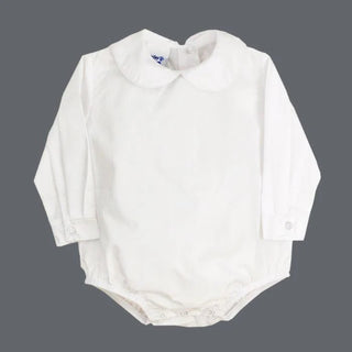Bailey Boys L/S Button Back Onesie-White Boy-Infants-Simply Blessed Children's Boutique