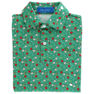 Bailey Boys Back-to-School Short Sleeve Polo – Green Apple Print
