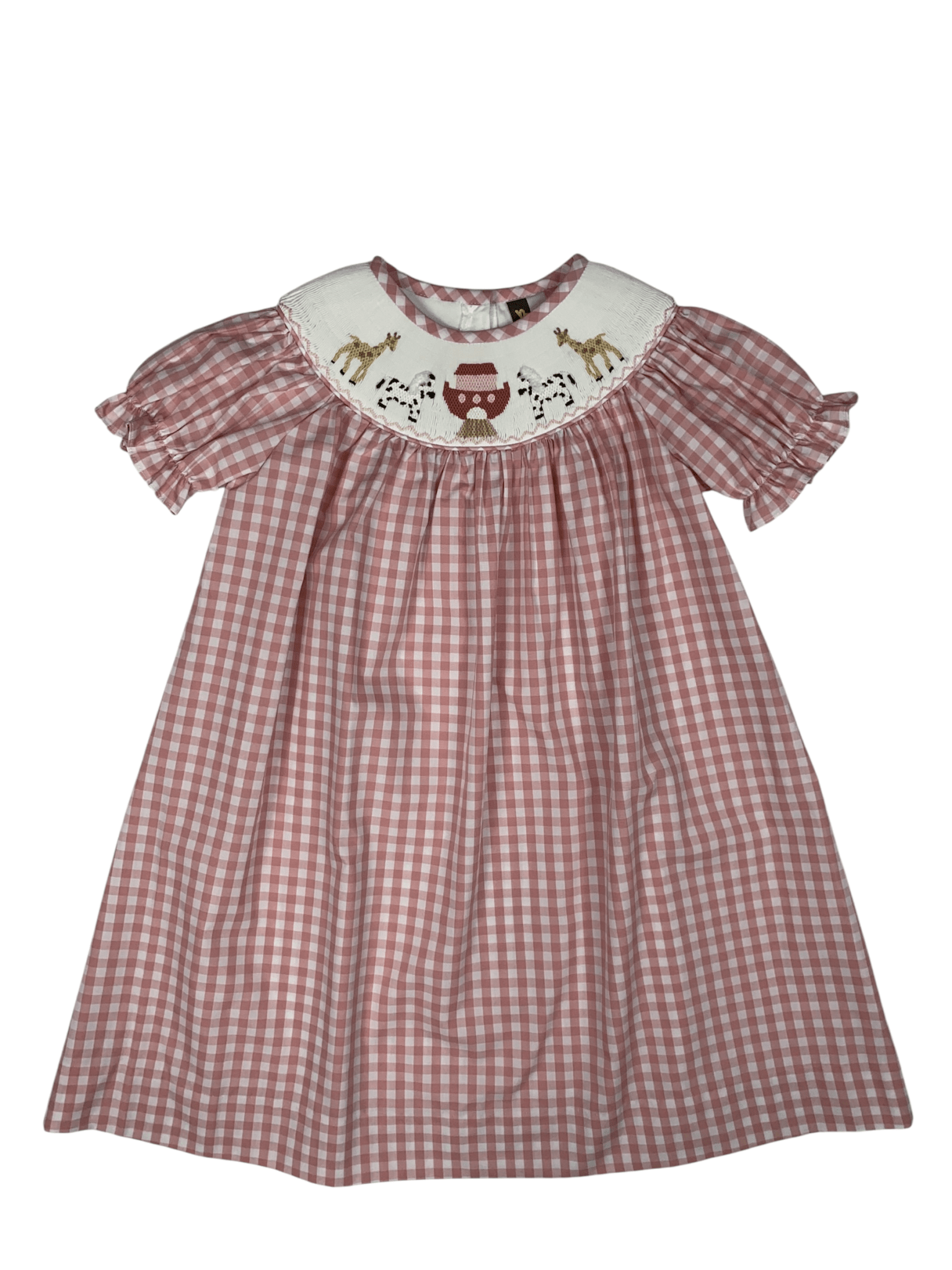 Noah's Ark Smocked Bishop Dress from Banana Split Kids 6 month / Burgundy Noah's Ark Smocked Bishop Dress from Banana Split Kids 6 month / Burgundy