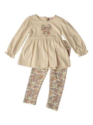 Banana Split Girls Camo Bow Tunic and Camoflauge Legging Set-Girls Outfit Sets-Simply Blessed Children's Boutique
