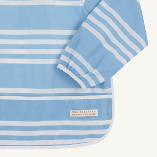 Biscuit Bib – Saddle Ridge Stripe (Sarasota Sky)/Worth Ave White/Gibson Island Green | The Beaufort Bonnet Company-Baby Accessories-Simply Blessed Children's Boutique
