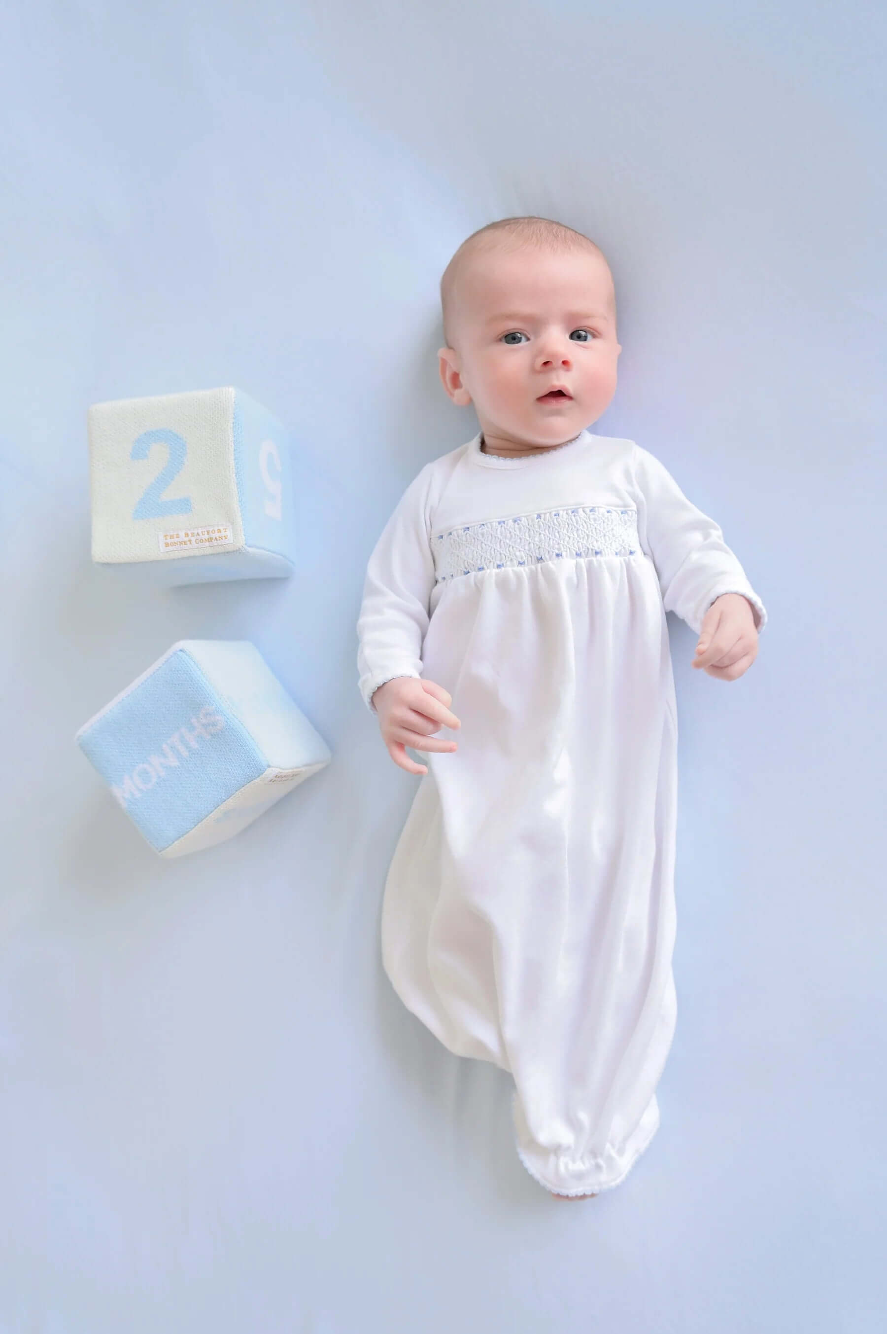 The Beaufort Bonnet Blue Smocked Baby Greeting Gown – Simply