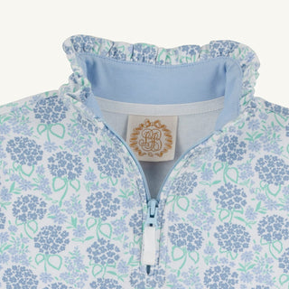Canter Collar Half-Zip – Handful of Hydrangeas/Beale Street Blue | The Beaufort Bonnet Company-Girls Sweatshirt/Pullover-Simply Blessed Children's Boutique