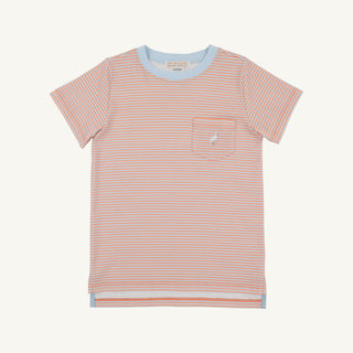 Carter Crewneck - Seashore Sherbet and Buckhead Blue Stripe/Multicolor by The Beaufort Bonnet Company-Boys Short Sleeve Shirts-Simply Blessed Children's Boutique