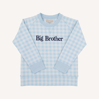 TBBC Big Brother Cassidy Comfy Crewneck - Buckhead Blue Gingham/Buckhead Blue/Nantucket Navy/Big Brother-Boys Sweatshirt/Pullover-Simply Blessed Children's Boutique