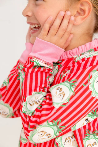 Cassidy Comfy Crewneck - Distinguished Doggies/Hamptons Hot Pink by The Beaufort Bonnet Company-Girls Sweatshirt/Pullover-Simply Blessed Children's Boutique