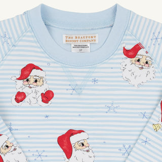 Cassidy Comfy Crewneck Boys French Terry - Dear Santa (Buckhead Blue Stripe)/Buckhead Blue by The Beaufort Bonnet Company