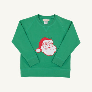 Cassidy Comfy Crewneck Boys French Terry - Kiawah Kelly Green/Santa by The Beaufort Bonnet Company - Simply Blessed Children's Boutique