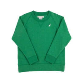TBBC green Cassidy crewneck sweatshirt with stork embroidery, ultra-soft knit, and classic pullover style for boys.