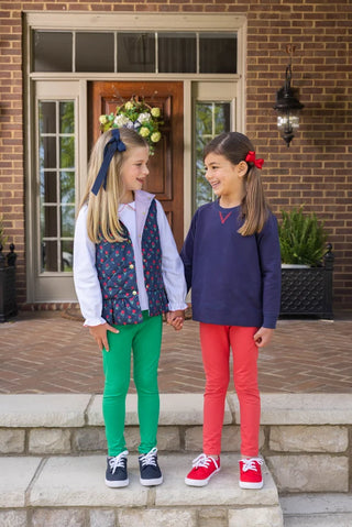 Girls Cassidy Comfy Crewneck - Nantucket Navy/Flowers by The Beaufort Bonnet Company-Girls Sweatshirt/Pullover-Simply Blessed Children's Boutique