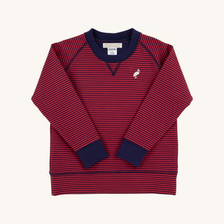 Cassidy Comfy Crewneck - Richmond Red and Nantucket Navy Stripe from The Beaufort Bonnet Company