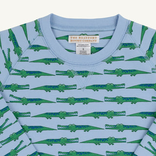 Cassidy Comfy Crewneck – See Ya Later Alligator/Beale Street Blue | The Beaufort Bonnet Company-Boys Sweatshirt/Pullover-Simply Blessed Children's Boutique