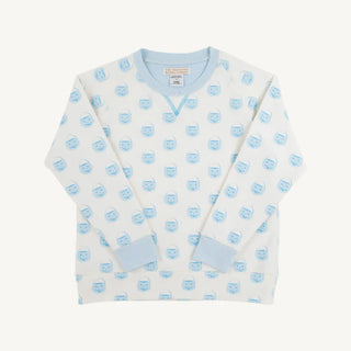 Cassidy Comfy Crewneck – Vintage-Prep Pumpkin Pails (Buckhead Blue) From The Beaufort Bonnet Company