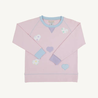 Girls Cassidy Comfy Crewneck – Palm Beach Pink/Buckhead Blue/Lauderdale Lavender/Hearts | The Beaufort Bonnet Company