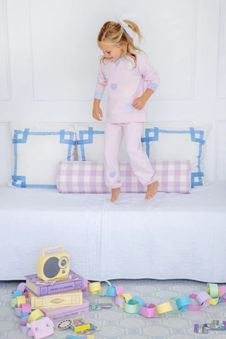 Girls Cassidy Comfy Crewneck – Palm Beach Pink/Buckhead Blue/Lauderdale Lavender/Hearts | The Beaufort Bonnet Company