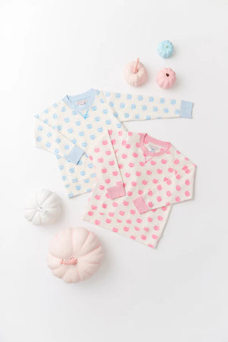 Pumpkin Pails Cassidy Comfy Crewneck in Blue and Pink – matching sibling sweatshirts by The Beaufort Bonnet Company