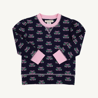 Cassidy Comfy Crewneck Puff Sleeve Sweatshirt - Beloved Bows/Pier Party Pink by The Beaufort Bonnet Company - Simply Blessed Children's Boutique