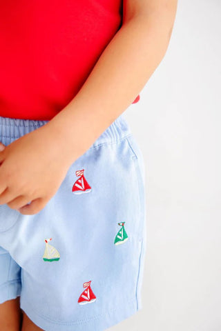 Critter Sheffield Shorts - Beale Street Blue/Sailboats by The Beaufort Bonnet Company-Boys Shorts-Simply Blessed Children's Boutique